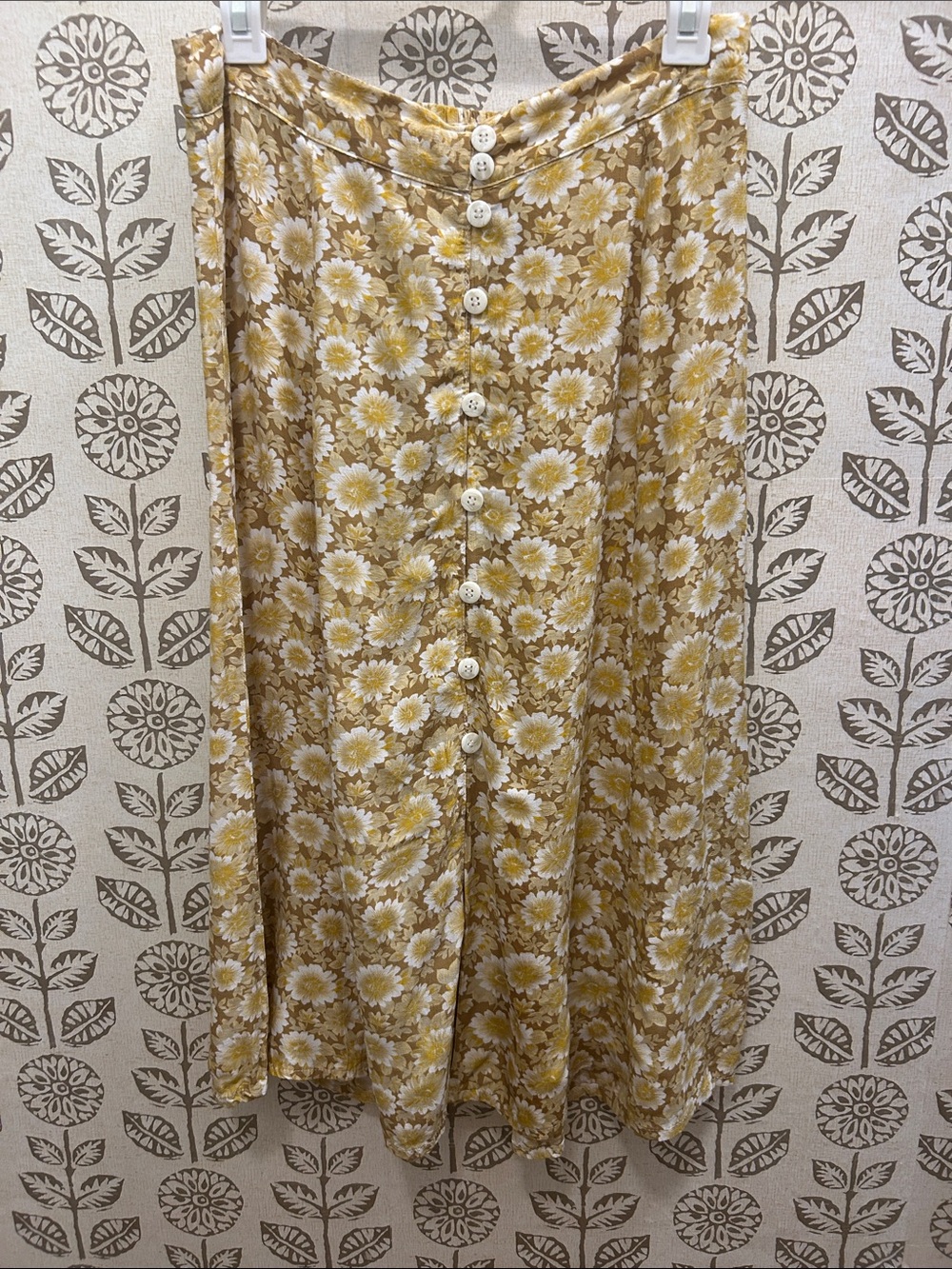 Yellow Floral Button-Front Maxi Skirt